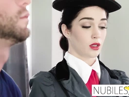 Sexy shaped girl dressed in Mary Poppins cosplay suit is getting dirtily fucked